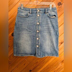 Filippa K Stylish Button-Front Denim Pencil Skirt Size Medium